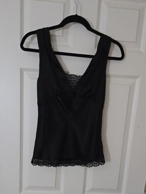 Kenneth Cole New York Black Satin Camisole with Lace Trim